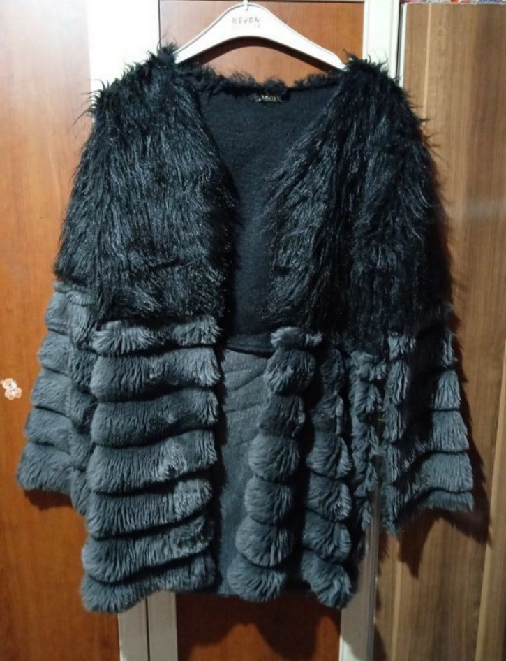 Gri Kadın Suni Kürk Midi Mont - Görsel 2