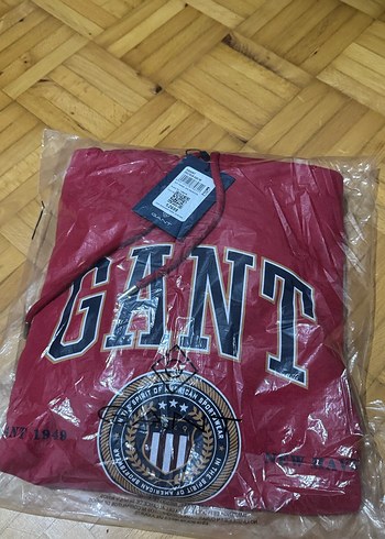 Kırmızı GANT Kapüşonlu Uzun Kollu Sweatshirt
