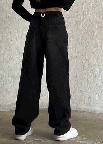 Zara Siyah Bol Kesim Midi Kot Pantolon