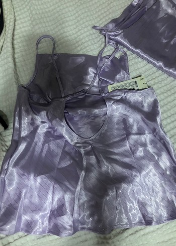 36 Beden Mor Askılı Gotik Midi Kadın Pijama Takımı
