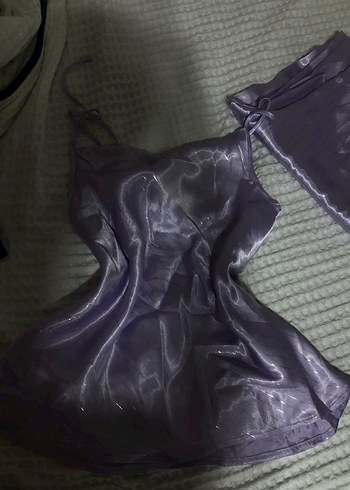 Mor Askılı Gotik Midi Kadın Pijama Takımı