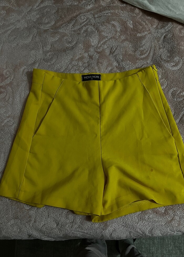 Hardal kumaş Şort - Görsel 3