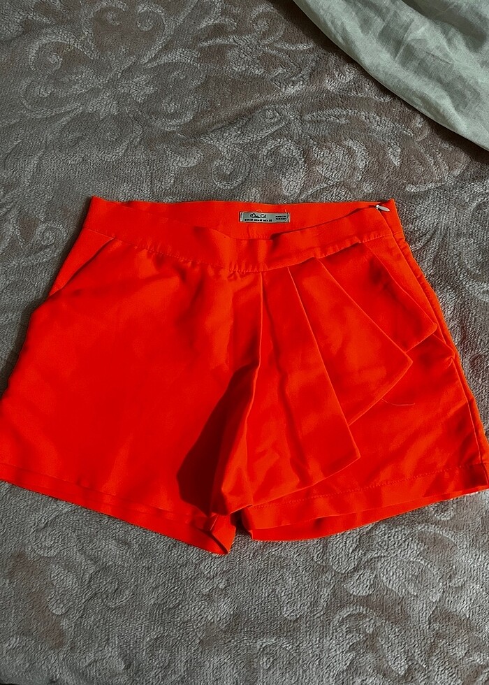 Turuncu kumaş şort etek - Görsel 3