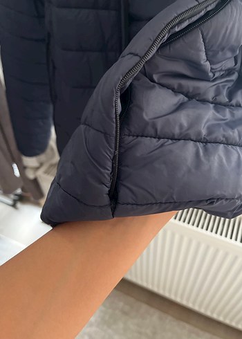 Erkek Mavi Midi Kolsuz Fermuarlı Mont - Görsel 2