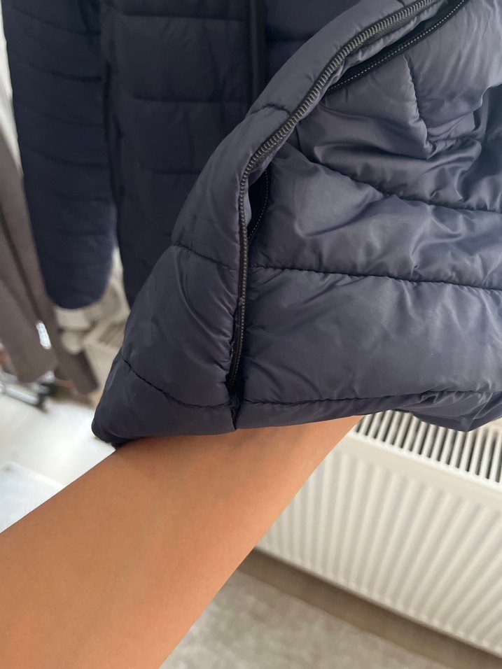 Erkek Mavi Midi Kolsuz Fermuarlı Mont - Görsel 2