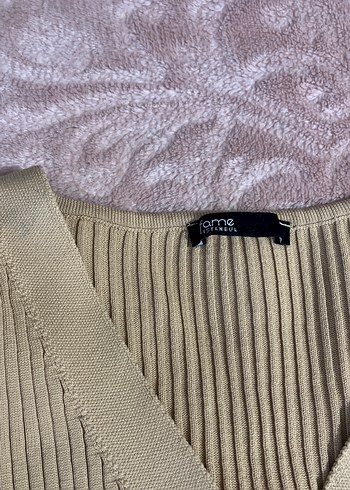 Düğmeli Bej V Yaka Triko Hırka - Görsel 4