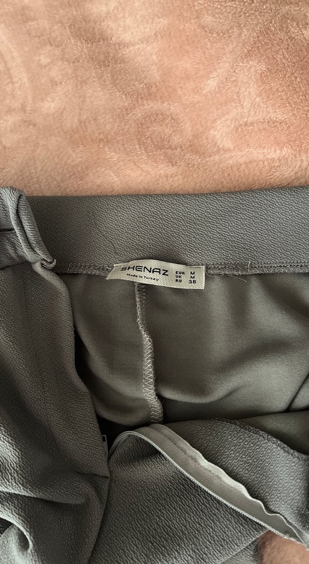 Düğmeli Gri Kadın Kumaş Pantolon - Görsel 2