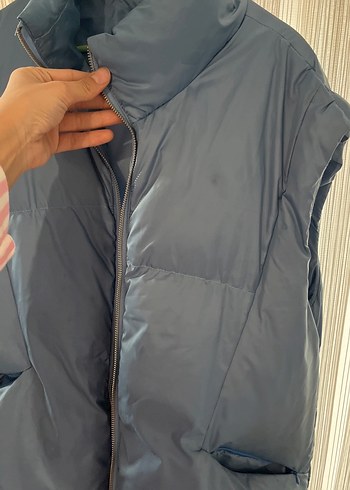 Gri Yüksek Yakalı Kadın Şişme Yelek - Görsel 4