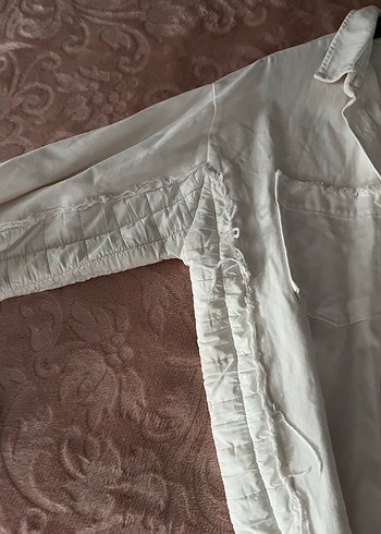 Beyaz Düz keten ceket - Görsel 3