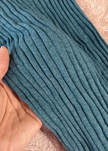 Mint yeşili Uzun Kollu Pilili Kadın triko takım - Görsel 4