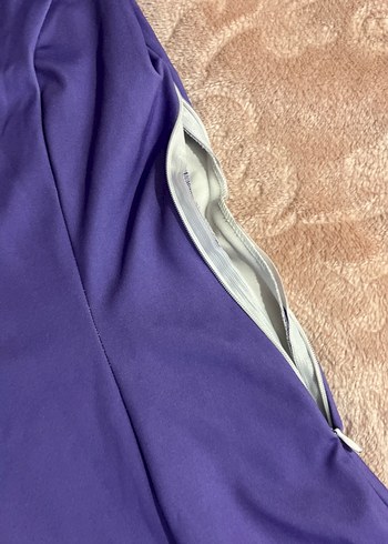 Mor Kolsuz Midi Kadın Elbise astarlı - Görsel 3