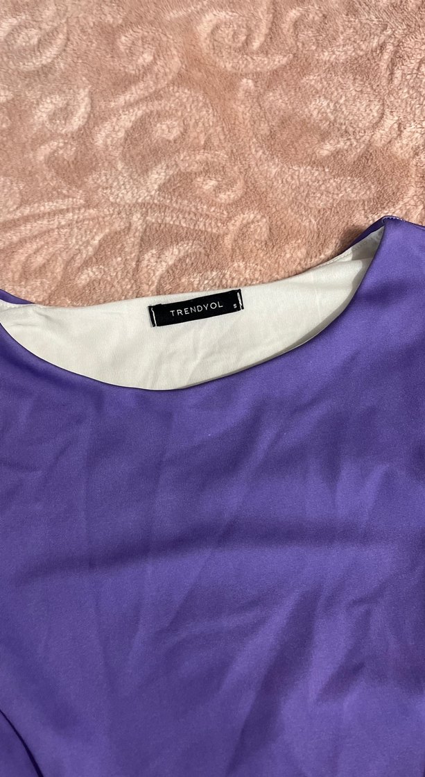 Mor Kolsuz Midi Kadın Elbise astarlı - Görsel 2