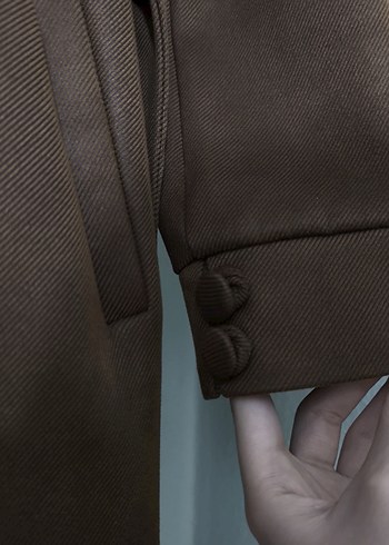 Düğmeli Kahverengi Vintage Kadın Kaban - Görsel 5