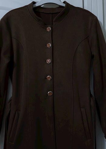 Düğmeli Kahverengi Vintage Kadın Kaban - Görsel 3