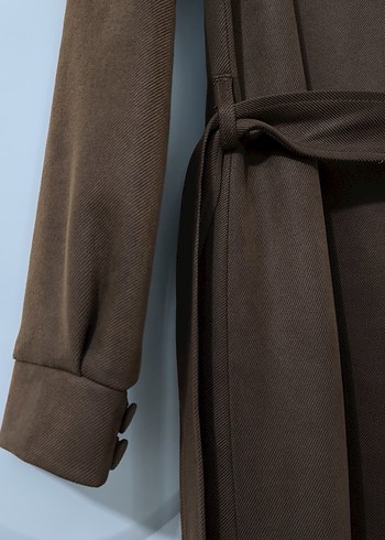 Düğmeli Kahverengi Vintage Kadın Kaban - Görsel 4