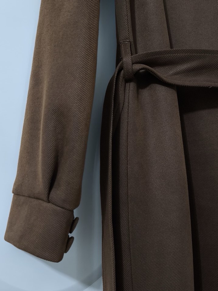 Düğmeli Kahverengi Vintage Kadın Kaban - Görsel 4