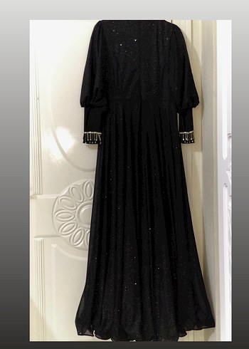 Özel Tasarım Uzun Siyah Şık Kadın Abiye Elbise - Görsel 2