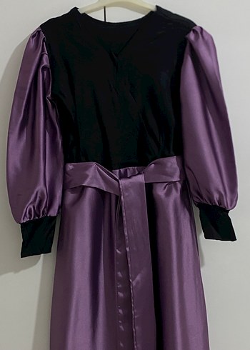 Tasarım Uzun Kollu Mor Kadın Elbise - Görsel 2