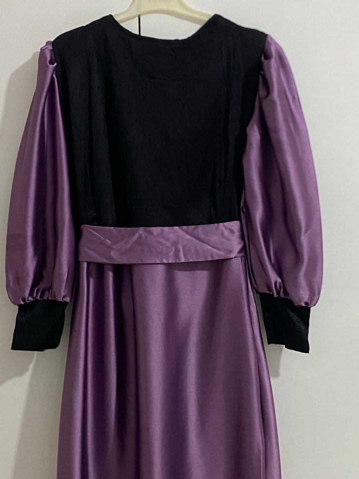 Tasarım Uzun Kollu Mor Kadın Elbise - Görsel 5
