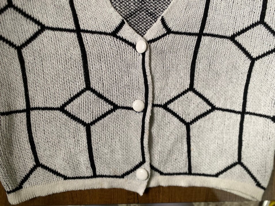 Gri Kareli Triko Kadın Hırka - Görsel 4