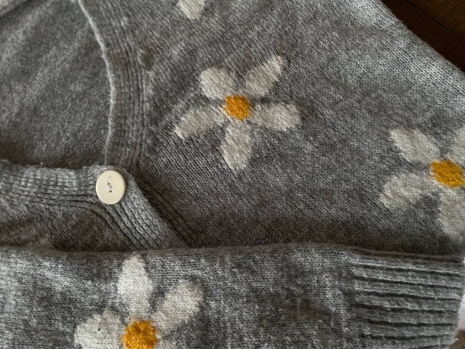 Gri Nakışlı Düğmeli Kadın Hırka - Görsel 4