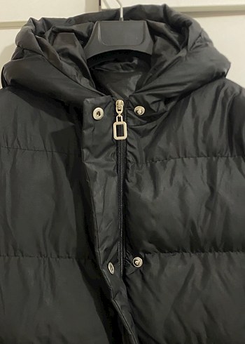 Düğmeli Siyah Kışlık Mont - Görsel 4