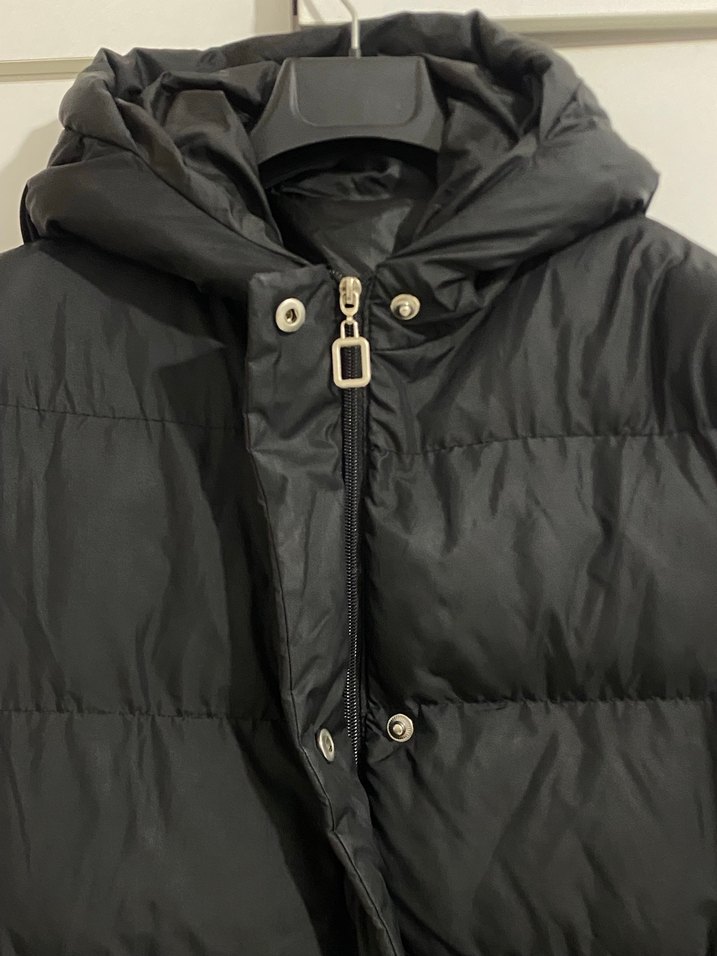 Düğmeli Siyah Kışlık Mont - Görsel 4