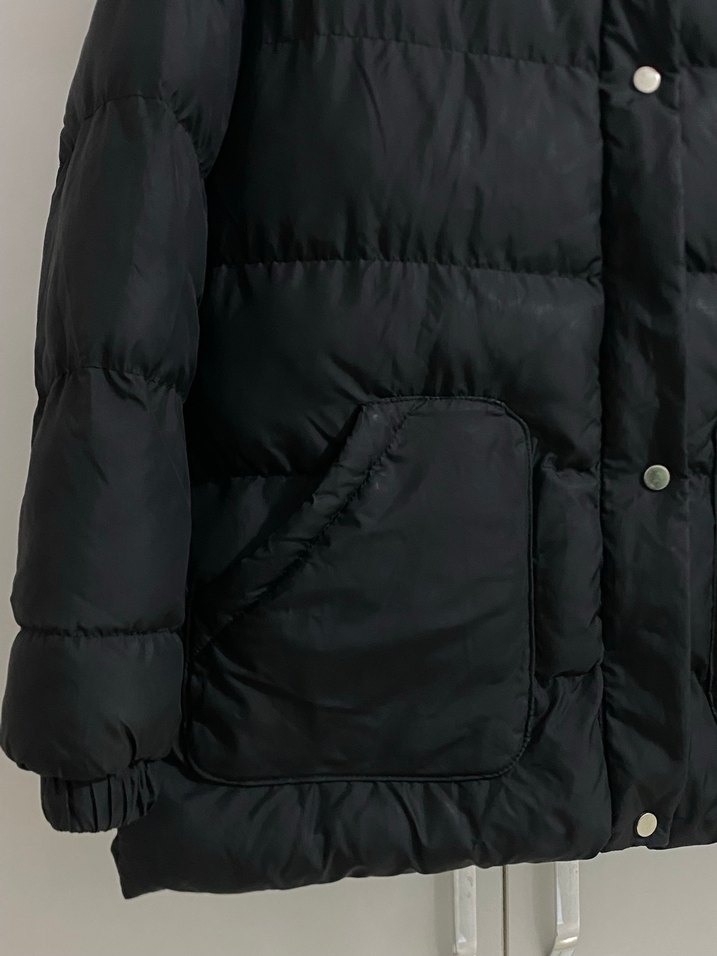 Düğmeli Siyah Kışlık Mont - Görsel 2