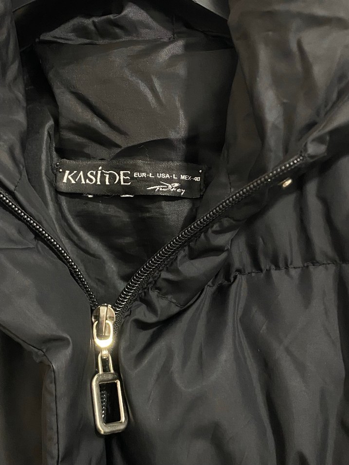 Düğmeli Siyah Kışlık Mont - Görsel 5