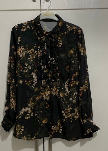 Uzun Kollu, Fırfırlı, Bohem Desenli Gömlek - Görsel 4