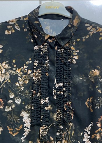 Uzun Kollu, Fırfırlı, Bohem Desenli Gömlek - Görsel 5