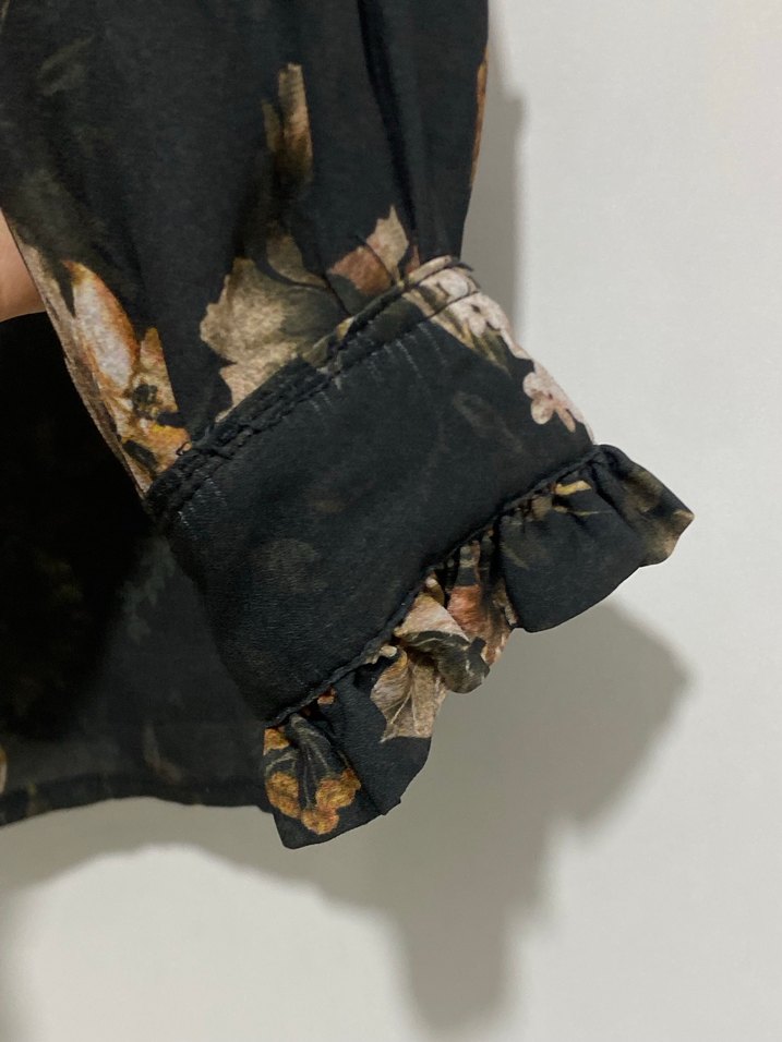 Uzun Kollu, Fırfırlı, Bohem Desenli Gömlek - Görsel 3