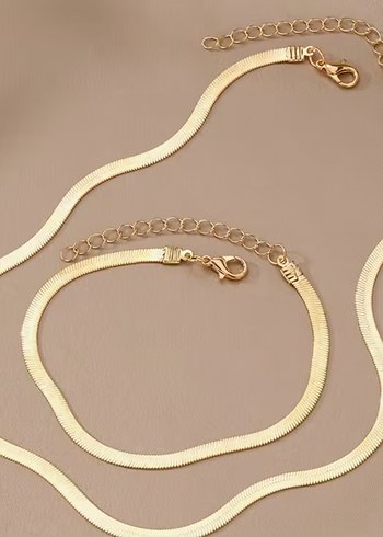 Minimalist Altın Renk Kadın Kolye Bileklik Set - Görsel 2