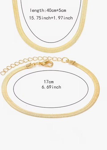 Minimalist Altın Renk Kadın Kolye Bileklik Set - Görsel 4