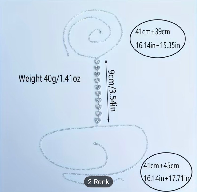 Altın Renk Zincir Detaylı Vücut Zinciri - Görsel 3
