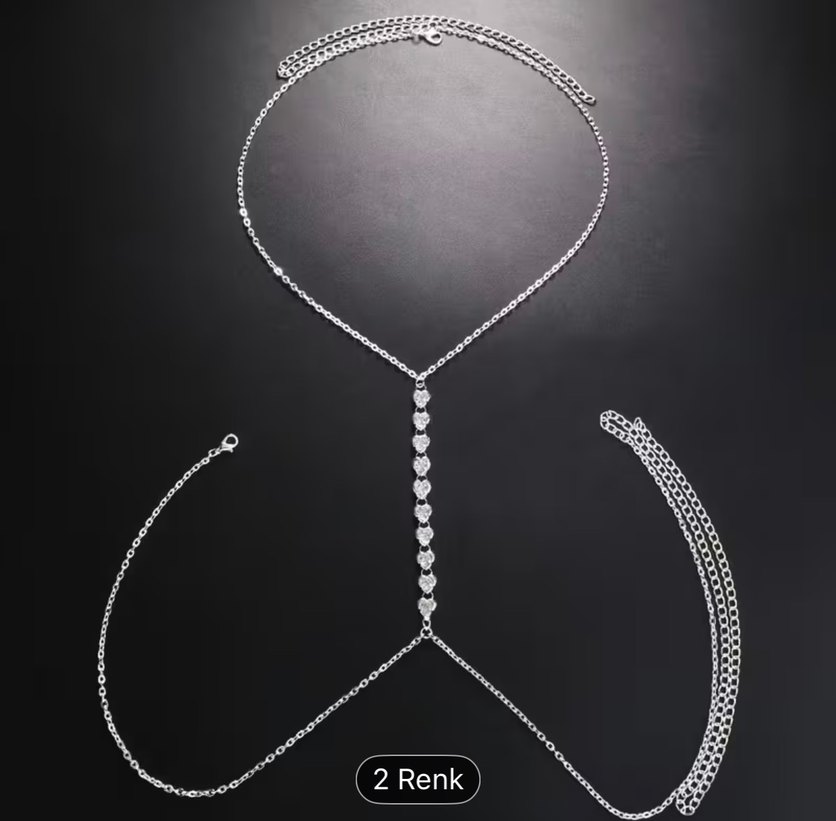 Altın Renk Zincir Detaylı Vücut Zinciri - Görsel 2