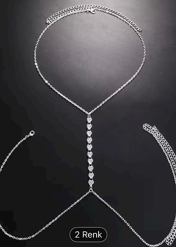 Beyaz Yılan Desenli Zincir Detaylı Vücut Zinciri - Görsel 2