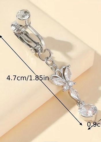 Gümüş renk Zincir Detaylı Gotik Göbek Piercing - Görsel 4