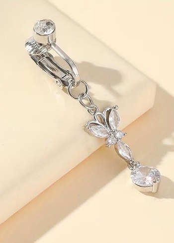 Gümüş renk Zincir Detaylı Gotik Göbek Piercing - Görsel 3