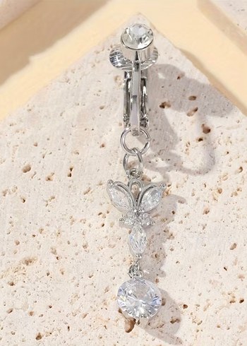 Gümüş renk Zincir Detaylı Gotik Göbek Piercing - Görsel 2