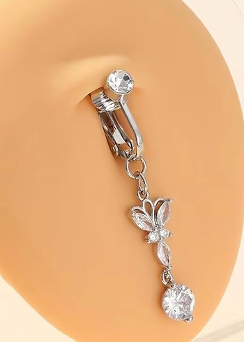 Gümüş renk Zincir Detaylı Gotik Göbek Piercing - Görsel 5