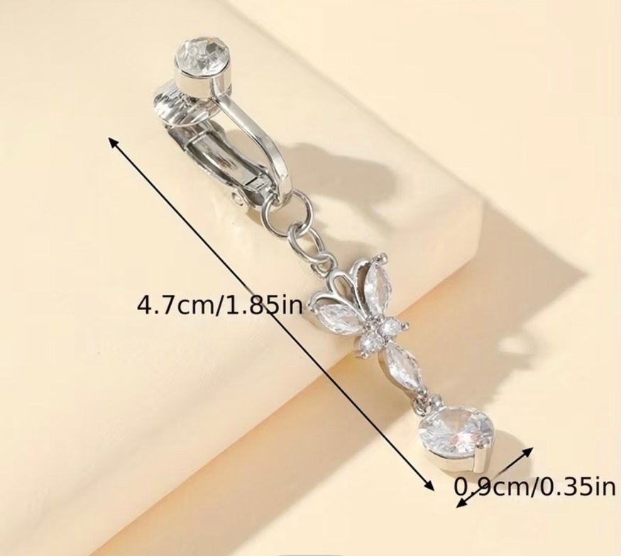 Gümüş renk Zincir Detaylı Gotik Göbek Piercing - Görsel 4