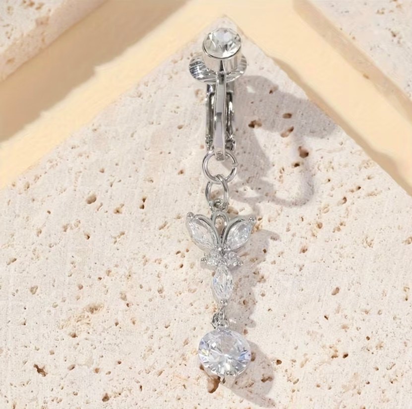 Gümüş renk Zincir Detaylı Gotik Göbek Piercing - Görsel 2