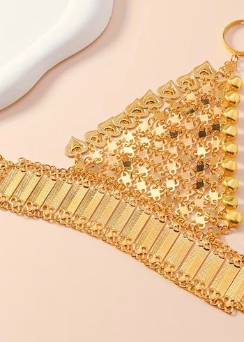 Boncuklu Altın Renkli Bohem Kadın El Zinciri - Görsel 3