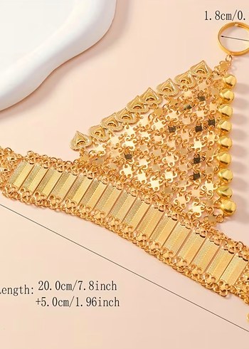 Boncuklu Altın Renkli Bohem Kadın El Zinciri - Görsel 4