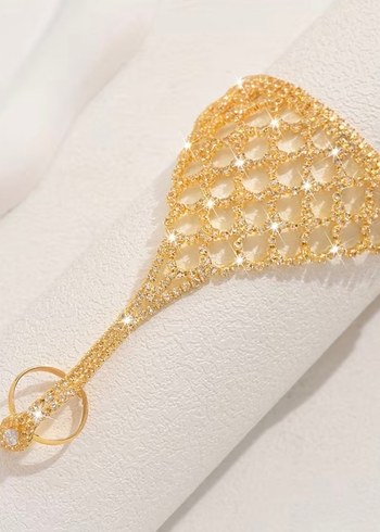 Altın Renkli Parlak Zincirli Kadın El Aksesuarı - Görsel 3