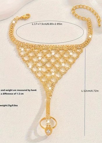 Altın Renkli Parlak Zincirli Kadın El Aksesuarı - Görsel 5