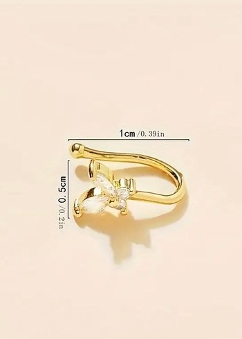 Altın Renkli Çiçekli Minimalist Kadın Burun Kıkırdak Küpesi - Görsel 2