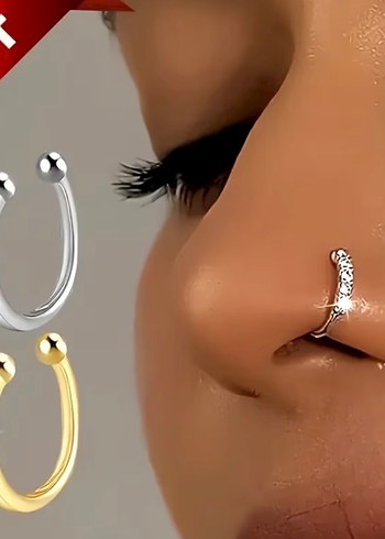 Parlak Beyaz Taşlı Kadın Burun Piercingi - Görsel 2