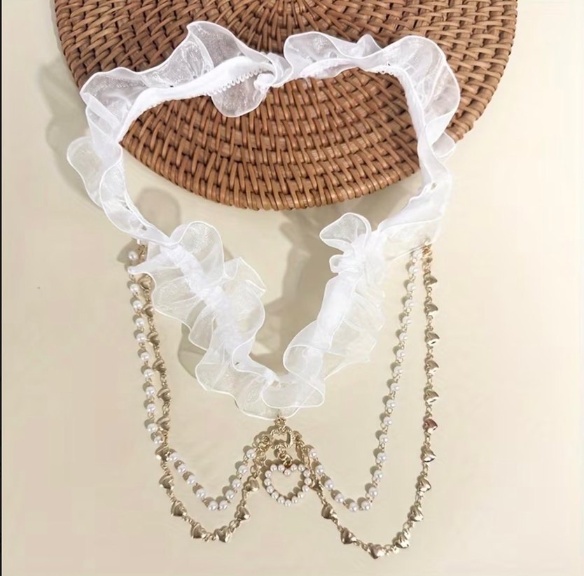 İnci Boncuklu Beyaz Düğün Bacak Zinciri - Görsel 5